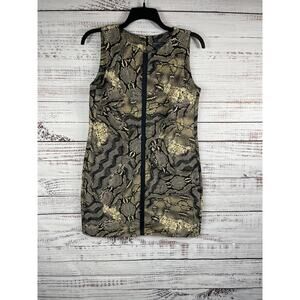 Mudo Collection Dress Women's 42 Sleeveless Snake Print Pockets Zipper Chic